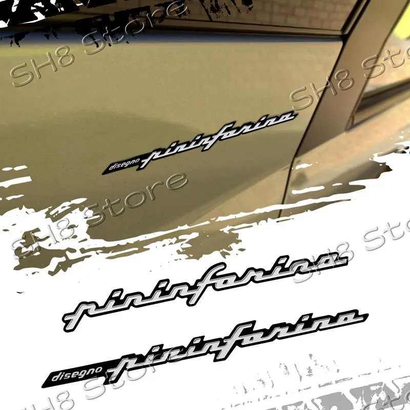 Emblema Adesivo 3D de Alumínio Pininfarina Disegno para Carro, Lateral, Para-lama, Porta-malas Traseiro para Matrix, Tucson, Creta, Santa Fe, Elantra, Azera