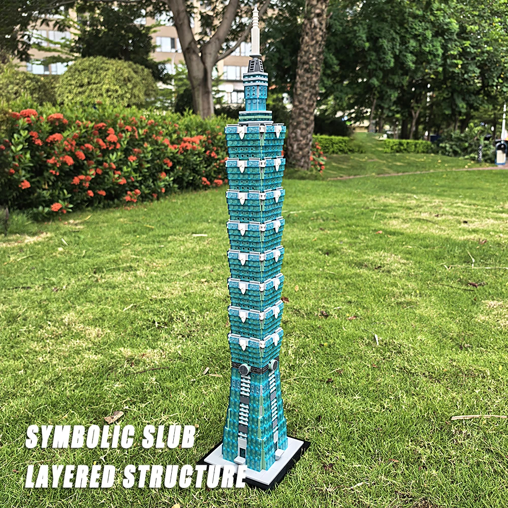 Taipei 101 City Landmark Architecture Building Blocks Bricks Model MOC Assemble Toy Tabletop Decor Collectible Memory Gift view 2