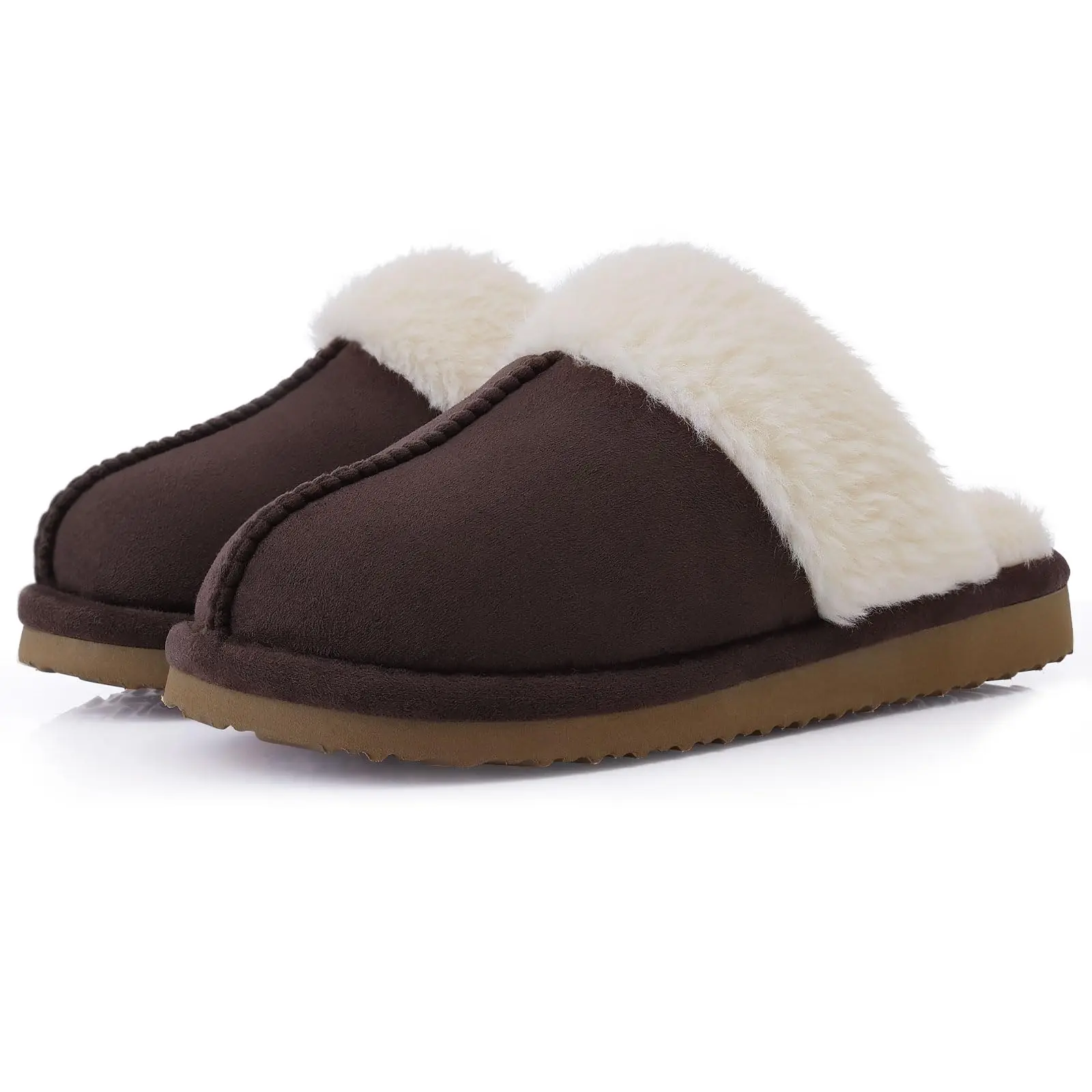 Comwarm Men's Fuzzy House Slippers Indoor Fluffy Men Flat Slippers Plush Women Slippers Comfort Casual Warm Fur Men Cotton Shoes