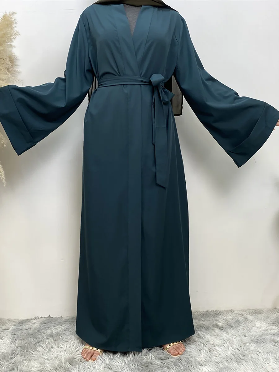 Solid Open Kaftan Dubai Abaya Turkey Kimono Cardigan Robe Muslim Hijab Dress Ramadan Abayas for Women Caftan Islamic Clothing