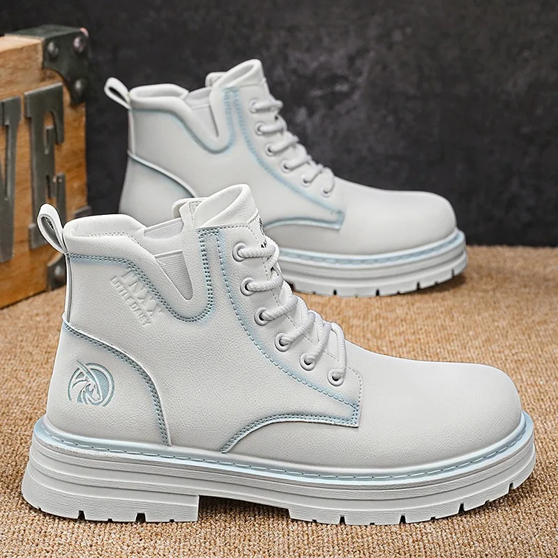 

Men's Leather Shoes Classic 2025 White Formal Shoes Men Women Ankle Boots Unisex High-top Casual Work Boots Shoes