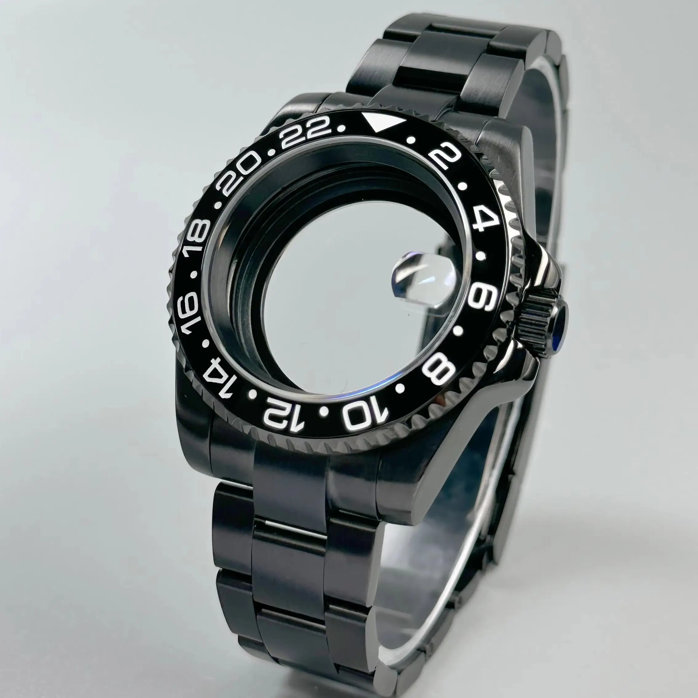 Nh35 case 40mm Black Watch case with 120 clicks fit nh34 nh35 nh36 movements sapphire glass waterproof 28.5mm dial accessries