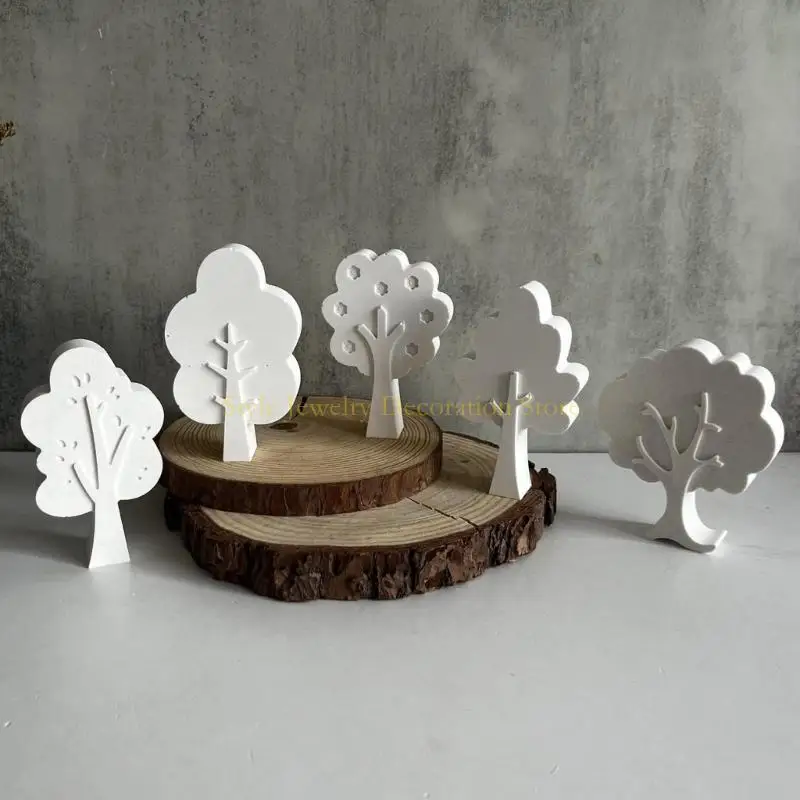 

D46E Set of 5 Versatile Silicone Tree Molds for Candle Soap Gypsum Crafting Projects