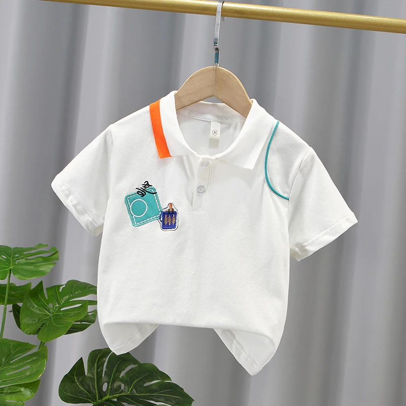 Children's short-sleeved T-shirt summer new style lapel POLO shirt boy style baby half-sleeved new products