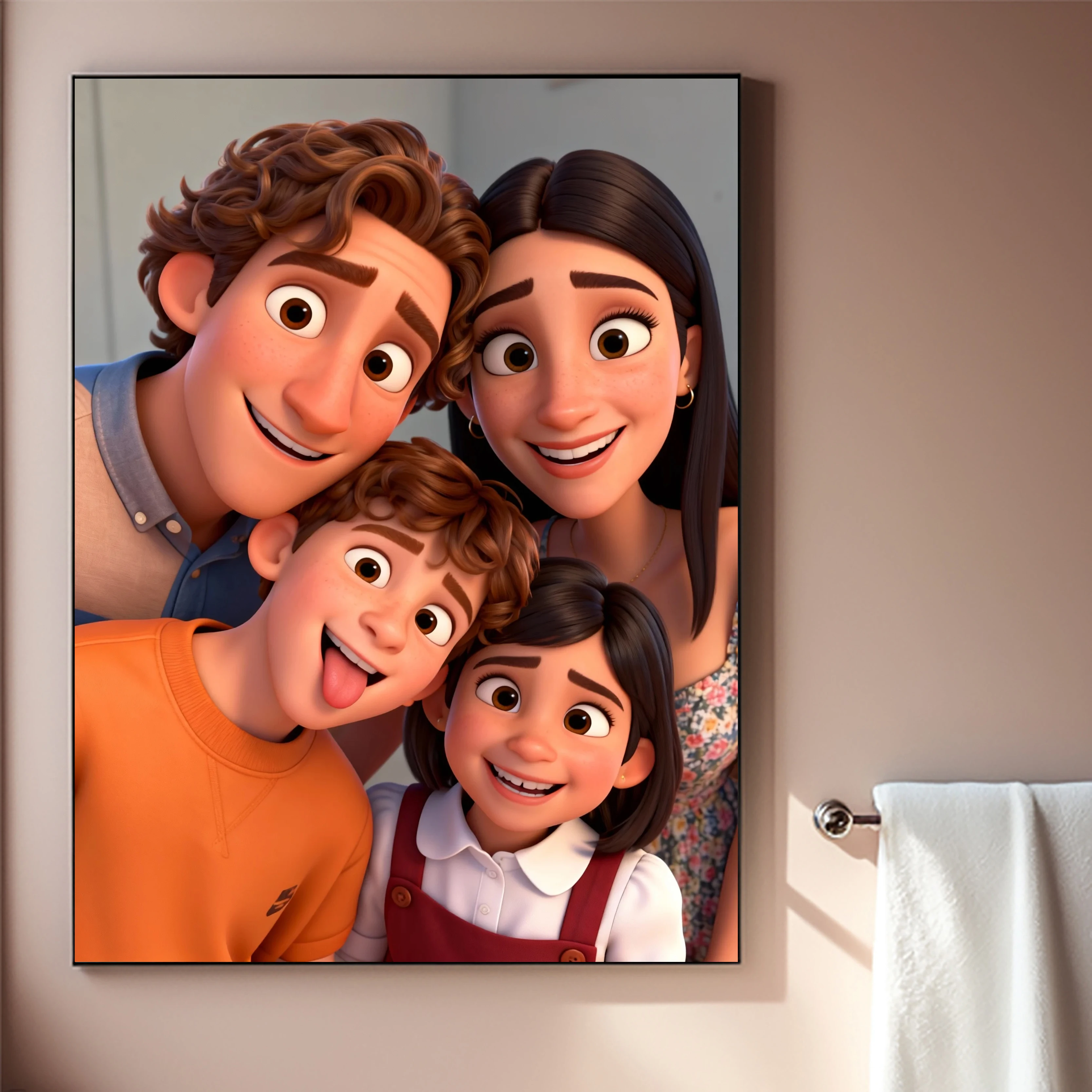 Custom Cartoon Character Portrait Canvas Prints Personalized Wall Decor for Families, Weddings, Couples, and Pets Home Decor