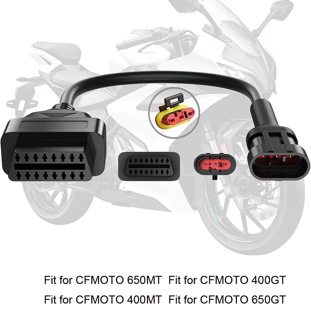 

OBD Wire for CFMOTO 3PIN Motorcycle 3P To 16Pin OBD2 Electric Cable For Ducati For CFMOTO 650MT 650GT 400GT 400MT