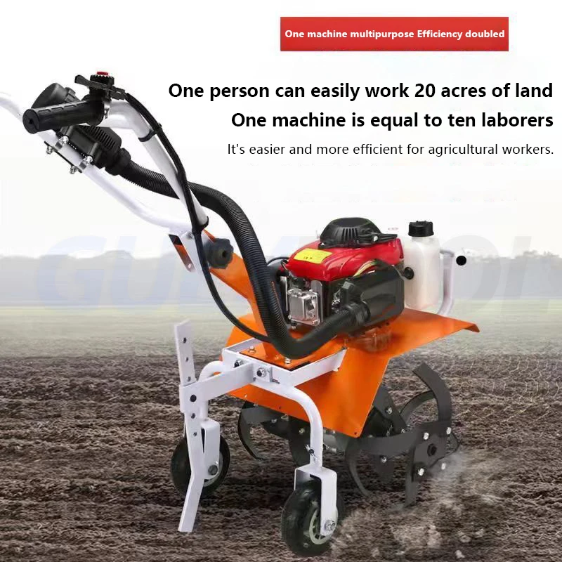 198CC Four Stroke Gasoline Micro Cultivator 9800W Agricultural Garden Tools Gasoline Minitype Rotary Tiller Machinery for Farm