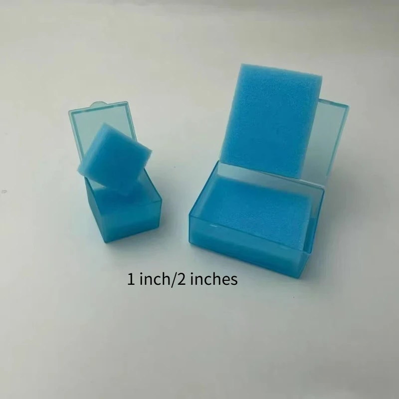 Dental 1-inch 2-inch Blue Plastic Sponge Portable Denture Box Tooth Storage Sponge Box Dental Oral Care Clean Hygienic Tools