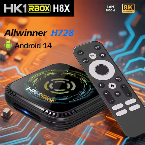 Android 14 HK1 RBOX H8X Smart TV Box Quad Core 4K 8K HD 1000M LAN Wifi6 4GB 64GB 32GB Media Player Set Top Box With Cool Fan