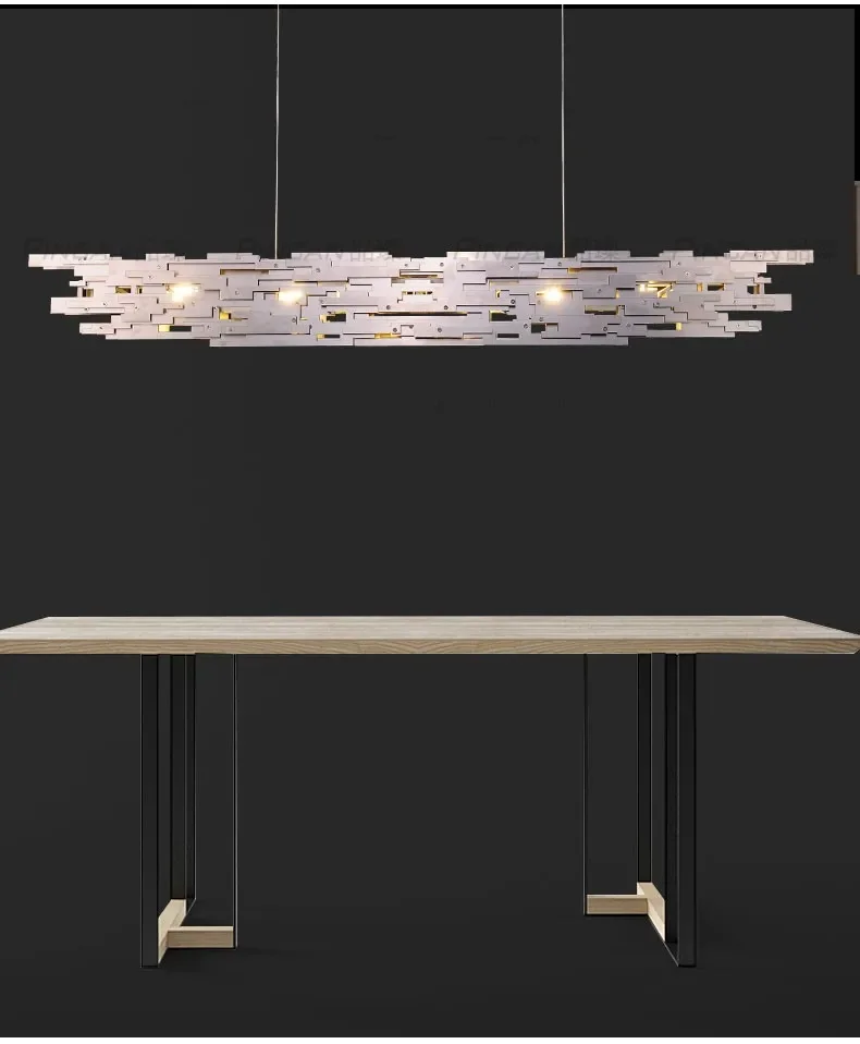 Postmodern LED Chandelier Dining Room Island Chrome