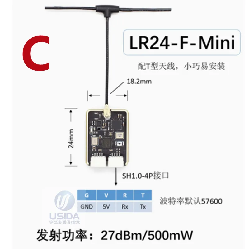 Imagem -03 - Transmissão de Dados do Uav Módulo de Rádio da Transmissão de Dados Lr24 Espectro Anti-jamming da Propagação 10 km 2.4g Apm Px4 Peças Pelo Lote