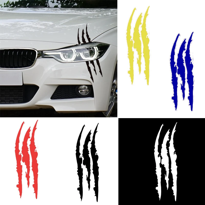 

Reflective Monster Claw Car Sticker PVC Decal Scratch Stripe for Roof Headlight