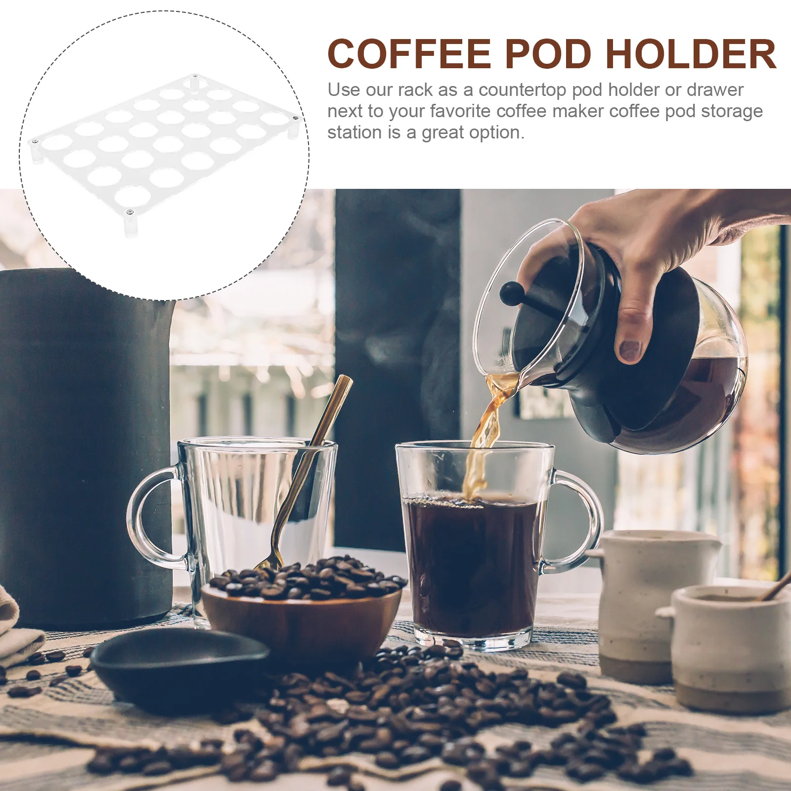 

Coffee Pod ganizer Acrylic Storage Rack 128x85x160mm Coffee Capsule Holder Pod Display Kitchen Countertop