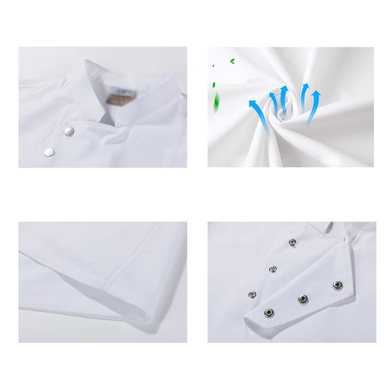 Conjunto de Uniforme de Cocina Para Restaurante Para Hombre y Mujer, Camisa de Chef, Chaqueta de Cocina Para Hotel, Ropa de Trabajo Para Cantina, Delantal, Sombrero 3 Piezas,Chef Jacket Panaderia Camisas de Camarero