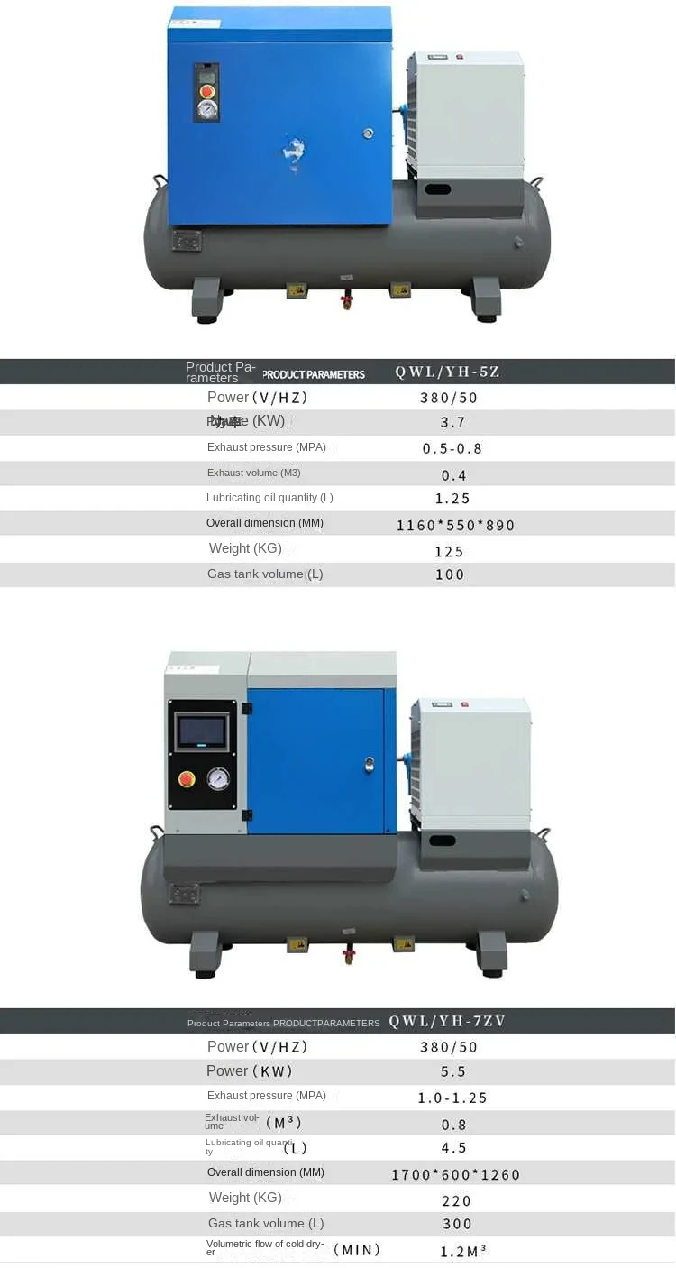 

Inverter integrated screw air compressor 3.7 7.5KW industrial grade 220V small air compressor retail price