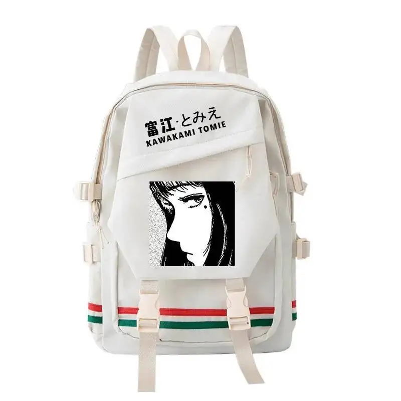 

Anime Game White Stripes Itou Junji Tomie Kawakami Student School Bags Large Capacity Mochilas Backpacks For
