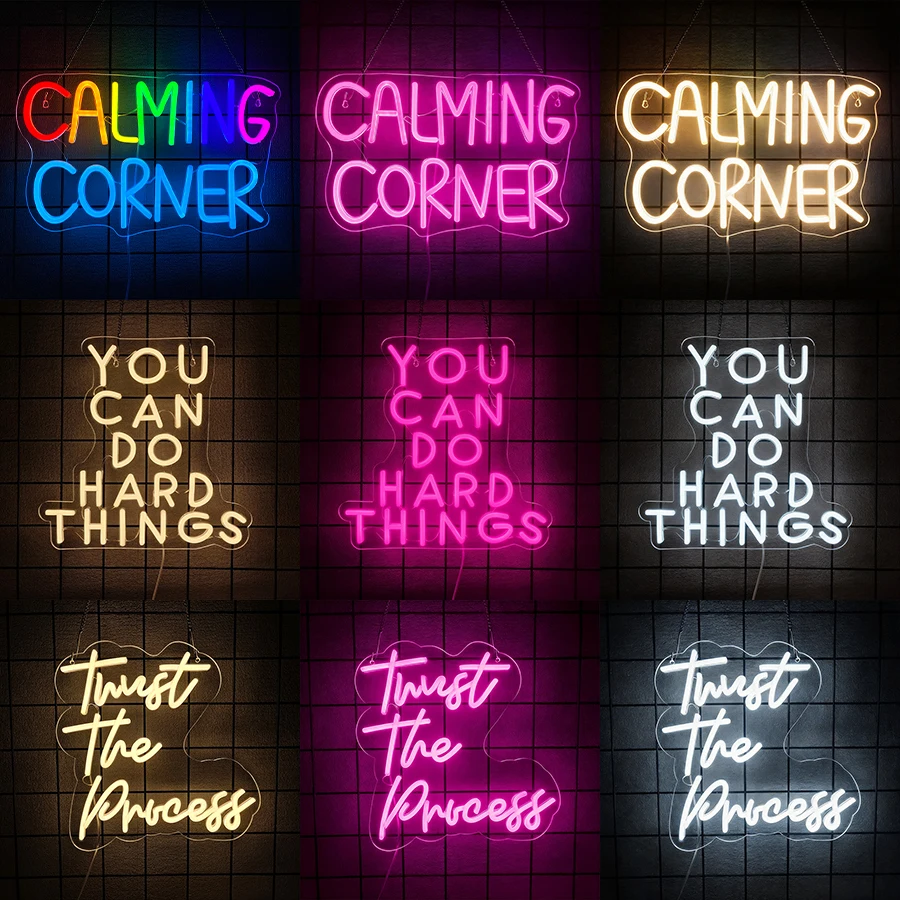 Calming Corner Neon Sign Multicolor LED Neon Signs for Wall Decor Kids Wall Art Classroom Bedroom Library School Office USB Sign