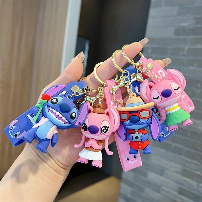 Wholesale Anime Disney Keychain Mickey Mouse Minnie Lilo & Stitch Cartoon New Keyring Key Chain Car Pendant Kids Toys Gifts