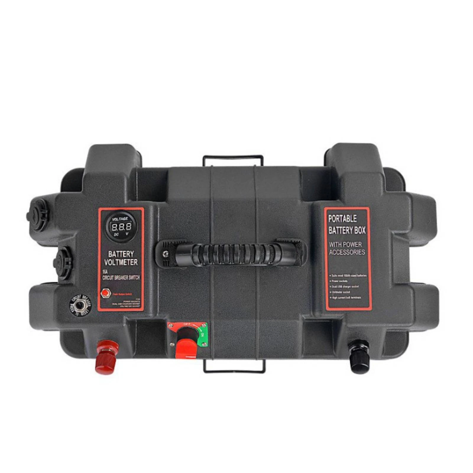 Portable Battery Box Rugged Power Storage Electrical Accessory Molded Plastic