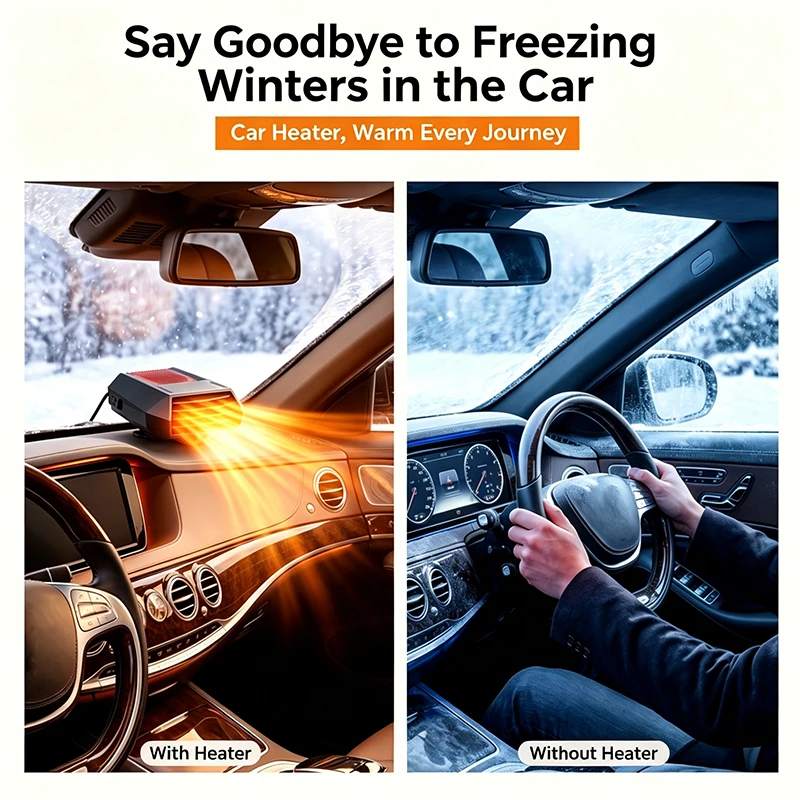 12V Portable Car Heater Fast Heating Vehicle Warmer 360° Rotatable Windshield Defroster Demister Winter Defogging Heating