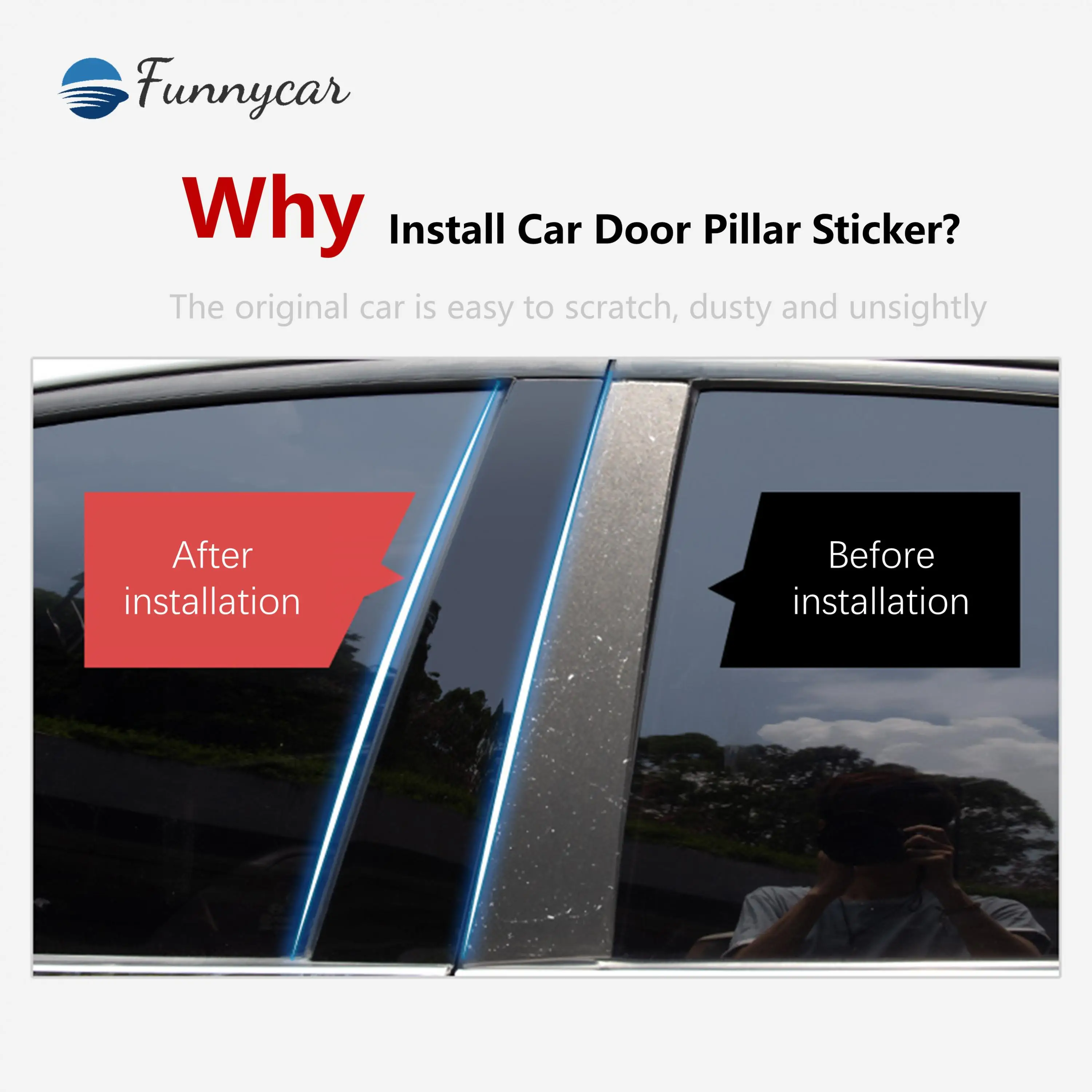 Car Door Window Middle Column Trim Decoration Protection Strip Sticker B C Pillar Patch For Volkswagen VW Jetta MK7 2019 2020