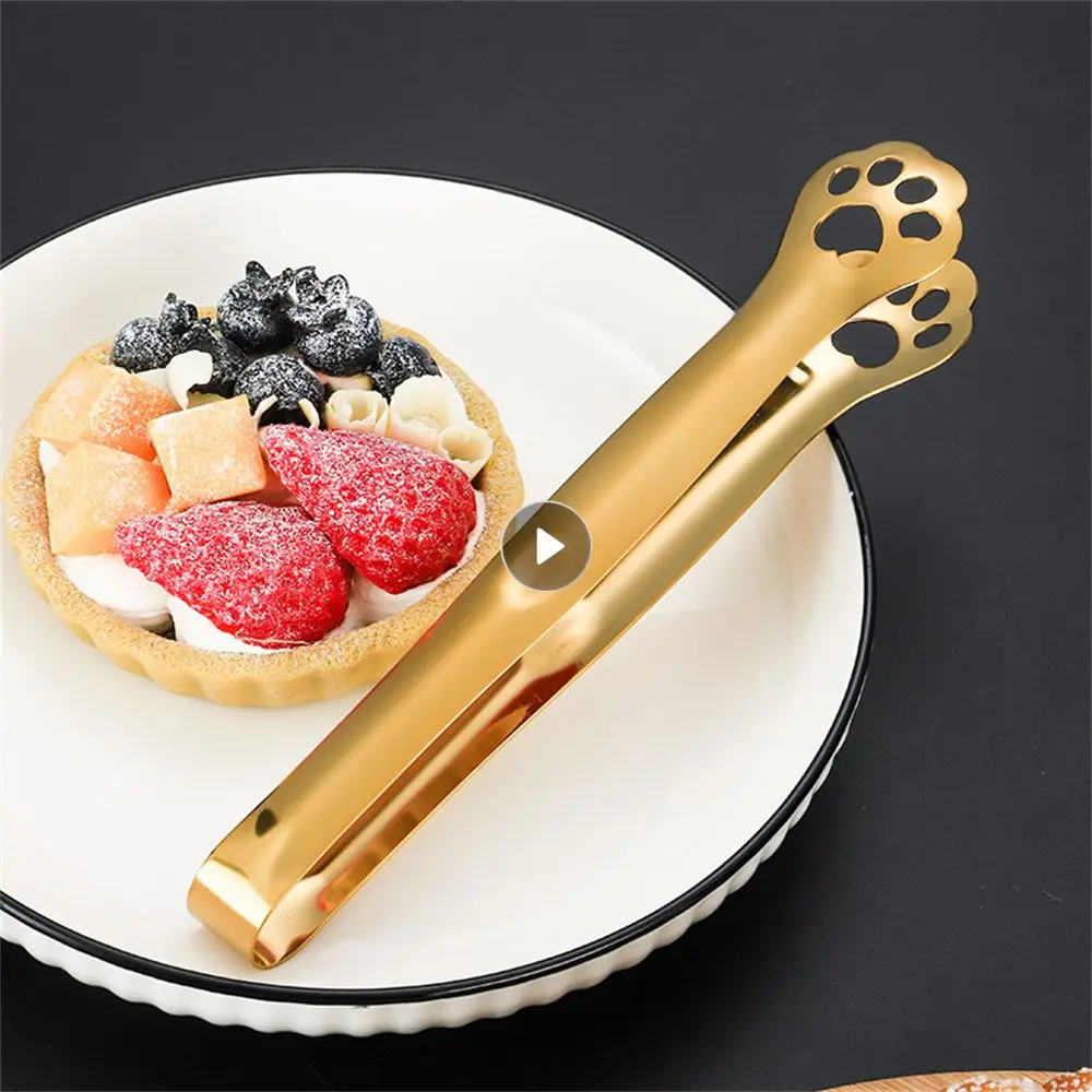 Stainless Steel Bread Barbecue Smooth Durable Kitchen Salad Food Creativity Convenient Household Products Cat Paw Food Tongs