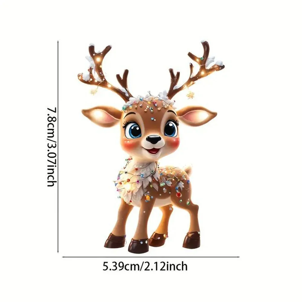 2D อะคริลิคใหม่ Elk ตกแต่งต้นคริสต์มาสการ์ตูน Fawn Christmas Tree แขวนจี้มินิน่ารัก Fawn พิมพ์ตกแต่งคริสต์มาส