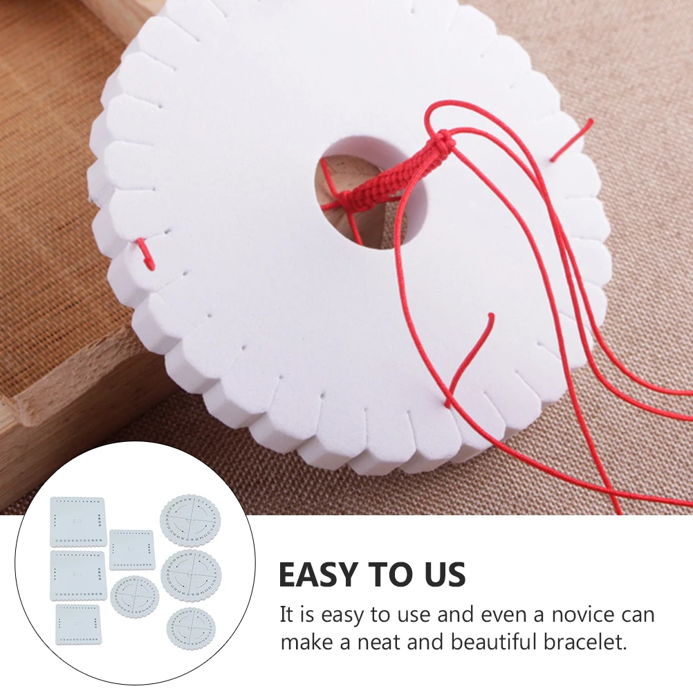 

8 Pcs Rope Braiding Device Weaving Board Kit Square Round Disc Tool Bracelet Necklace Belt Making EVA Material Portable