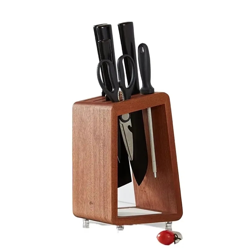 Solid wood knife storage rack, ventilated kitchen countertop bracket, tableware, mildew-proof storage rack