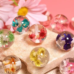 CH31 Natural dried flower resin round beads transparent beads DIY mobile phone chain keychain pen accessories beads material