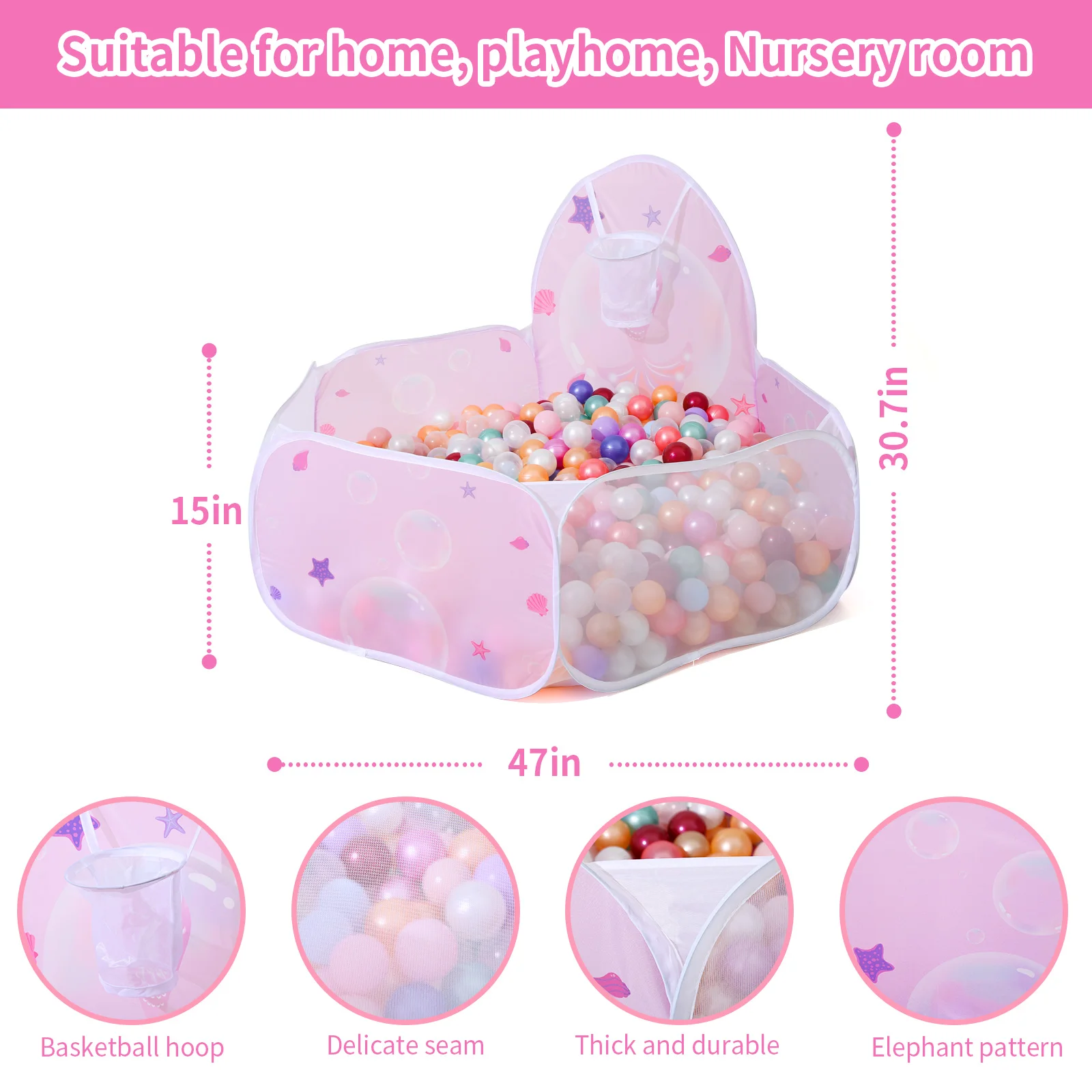 1 Pc Ballenbak Voor Kinderen Pop-Up Ballenbakken Kinderen Spelen Tent Met Basketbal Hoepel En Ritssluiting Opbergtas