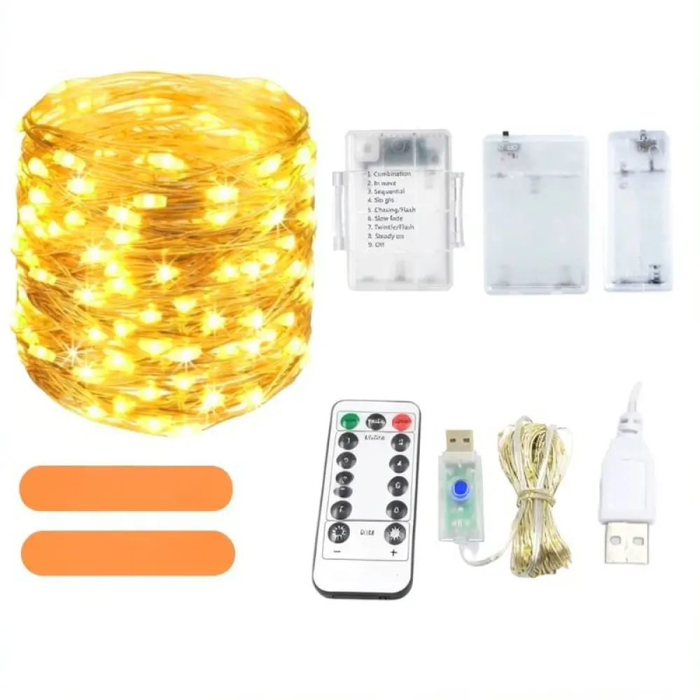 LED Copper Wire Fairy Lights USB Powered Remote Control String Lamp For Christmas Wedding Party Holiday Decorative Lighting