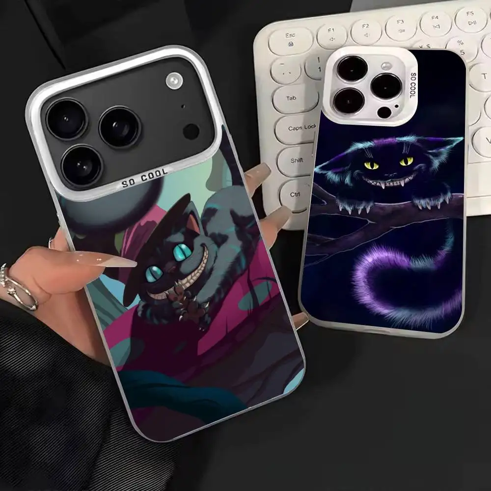 

Cheshire Cat Fluffy Phone Case For iPhone 17,16,15,14,13,12,11,Mini,Pro,E,MAX White Candy Matte Shockproof Cover