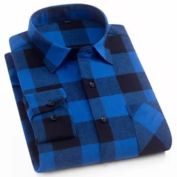 2026 Casual Man Plaid Spring Autumn Flannel Men Dress Shirts Fashion Long Sleeve Slim Fit Chemise Homme Cotton Male Shirt