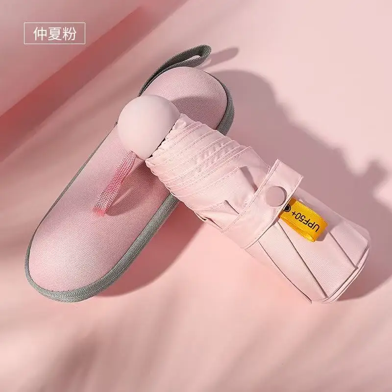 

Capsule umbrella, dual-purpose for sunny and rainy days, compact and portable, black glue sun protection parasol