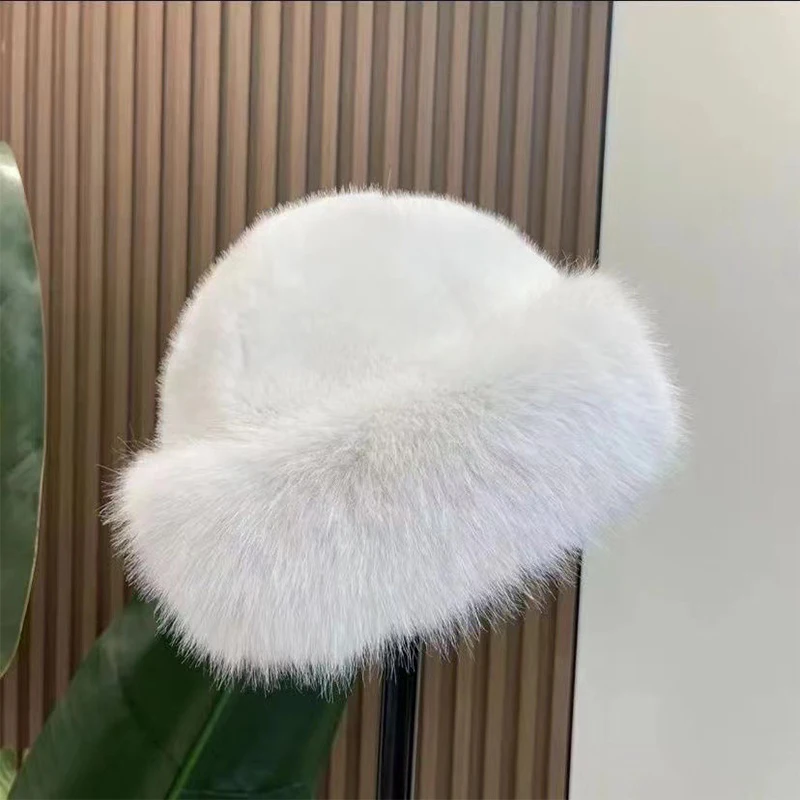 2024 New Autumn Winter Women\'s Fashion Fur Cap Fur Hat Fur Hats Mongolian Hat Brimless Plush Fluffy Skiing Riding Warm Caps