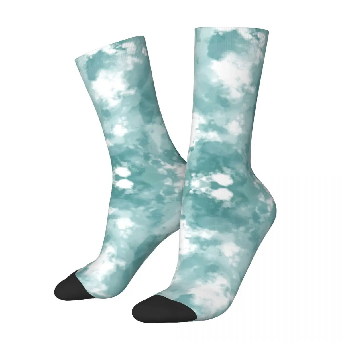 

Winter Warm Colorful Unisex Teal Tie Dye Watercolor Socks Non-slip Basketball Socks