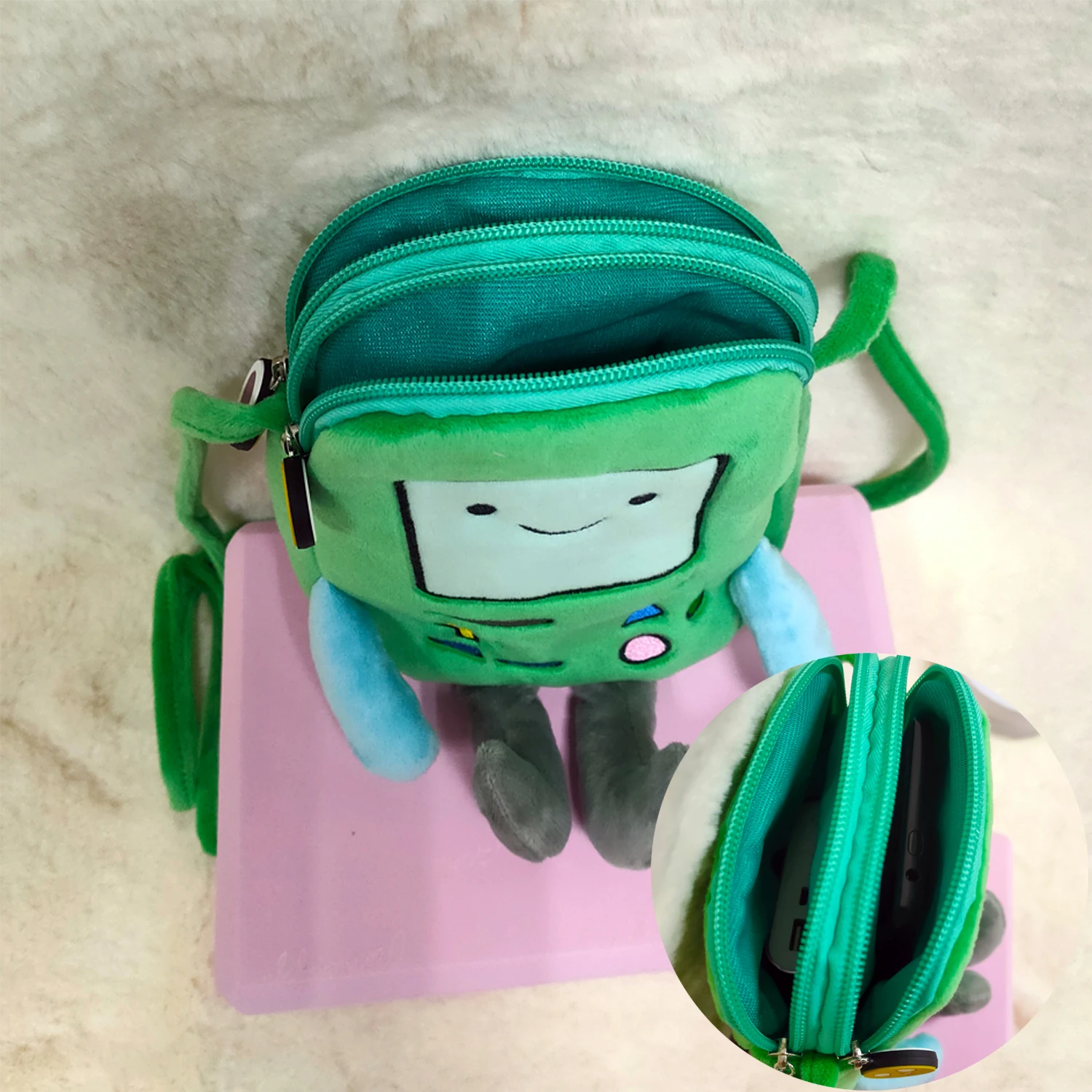 Adventure Time Plush Toys shoulder Cartoon bag Jake Finn bemore Soft Stuffed Animal Two Zipper pocket  Value toy BMO the  Robot