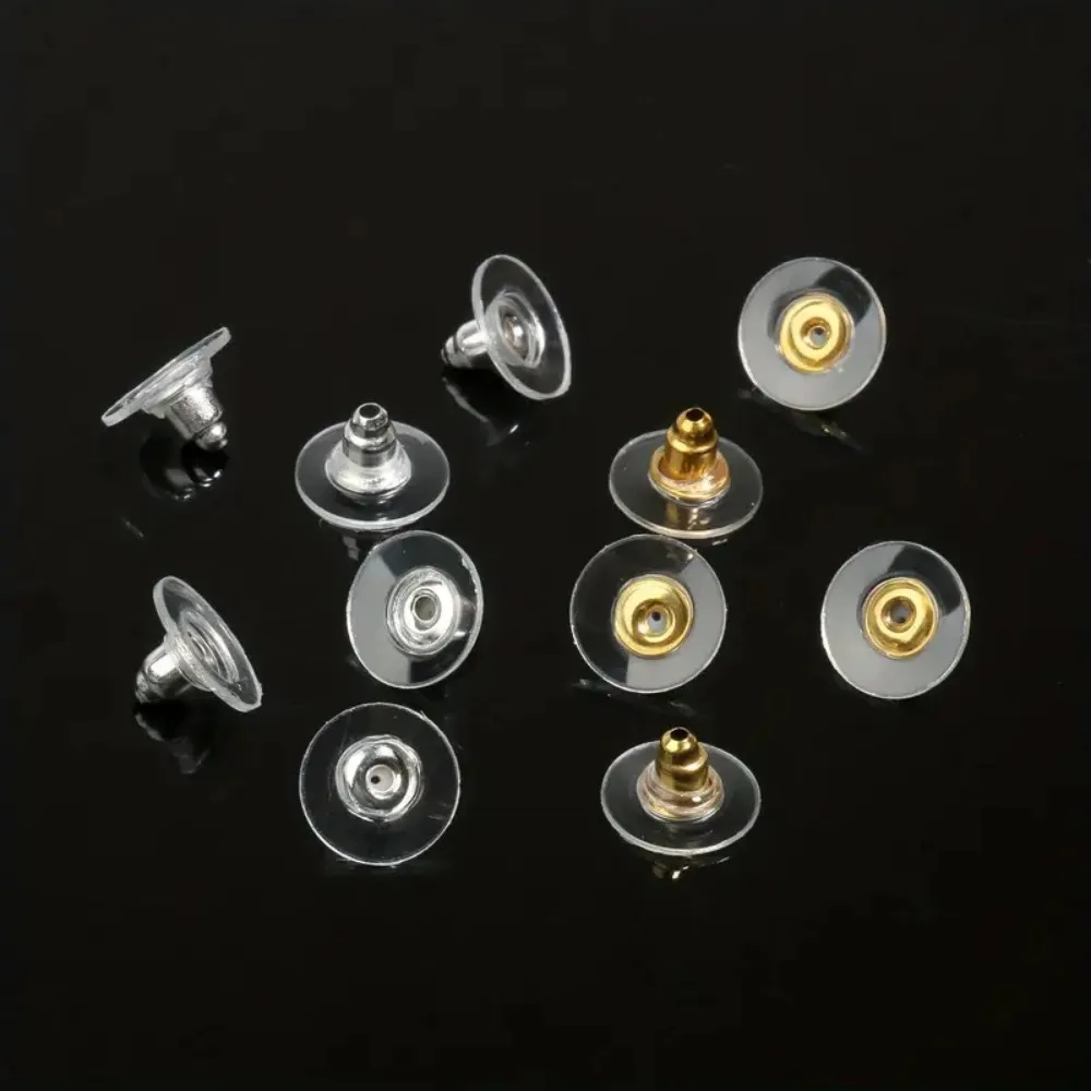 100pcs Earrings Back Stoppers Jewelry Tool Set Golden Silvery Color Mixed Flying Saucer Shape Ear Clog Stud Plug Back DIY Access