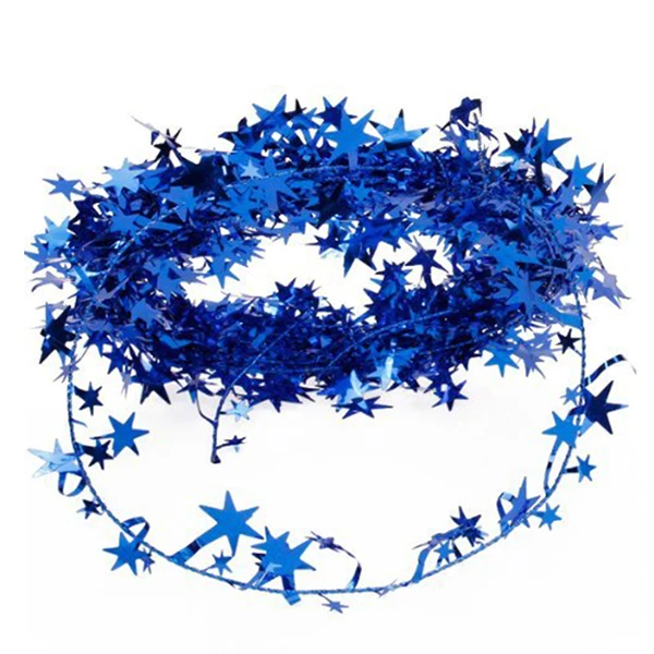 

2.3 Feet Glittering Star Tinsel Garland Blue Iron Wire Christmas Decoration Crafting Decor Star Tinsel Garland