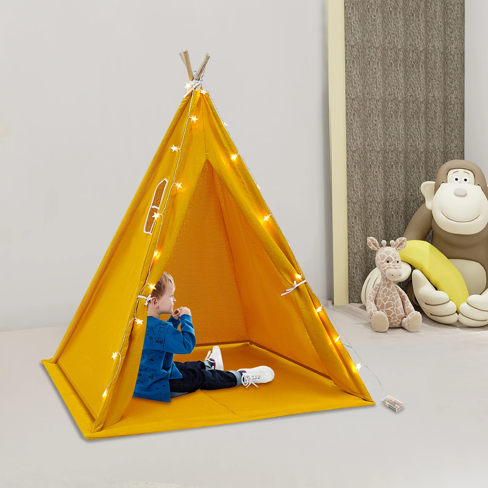 Tenda para crianças com luz, tenda infantil para ambientes internos e externos para salas de estar, quartos infantis, piqueniques, acampamento