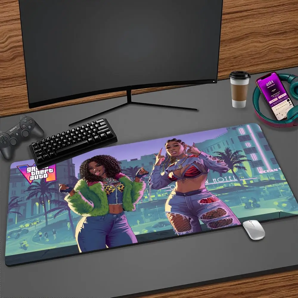 Rockstar gta 6 grand theft auto mouse pad dos desenhos animados lockedge grande almofada de jogos computador gamer teclado tapete de mesa mousepad pc pa