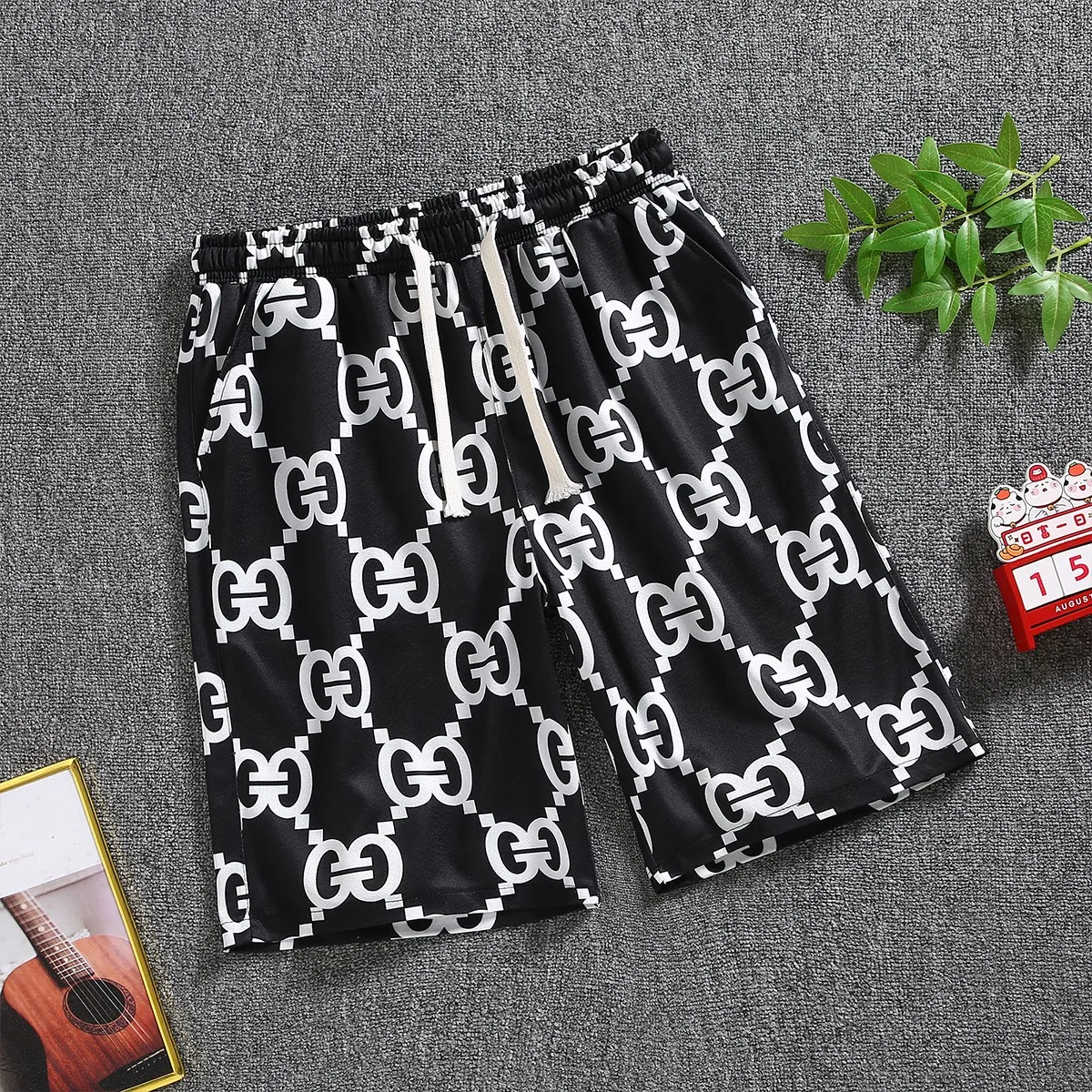 

Летние высококачественные мужские повседневные быстросохнущие пляжные шорты с модным узором и принтом, удобные гибкие мото шорты свободного покроя