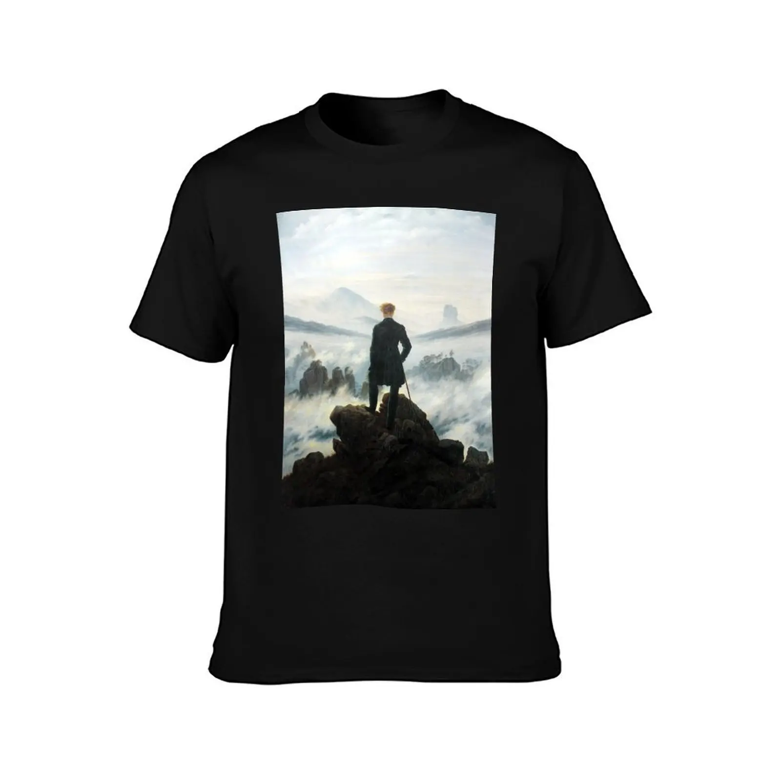 Caspar David Friedrich The Wanderer Above The Sea T-Shirt, Summer Casual Cotton Tee, Oversized Streetwear Tops, Unisex Men Women