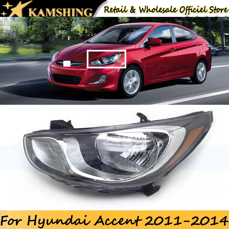 

Kamshing For Hyundai Accent 2011 2012 2013 2014 Front Bumper Light Headlight Headlamp Head Light Head Lamp Assembly car light