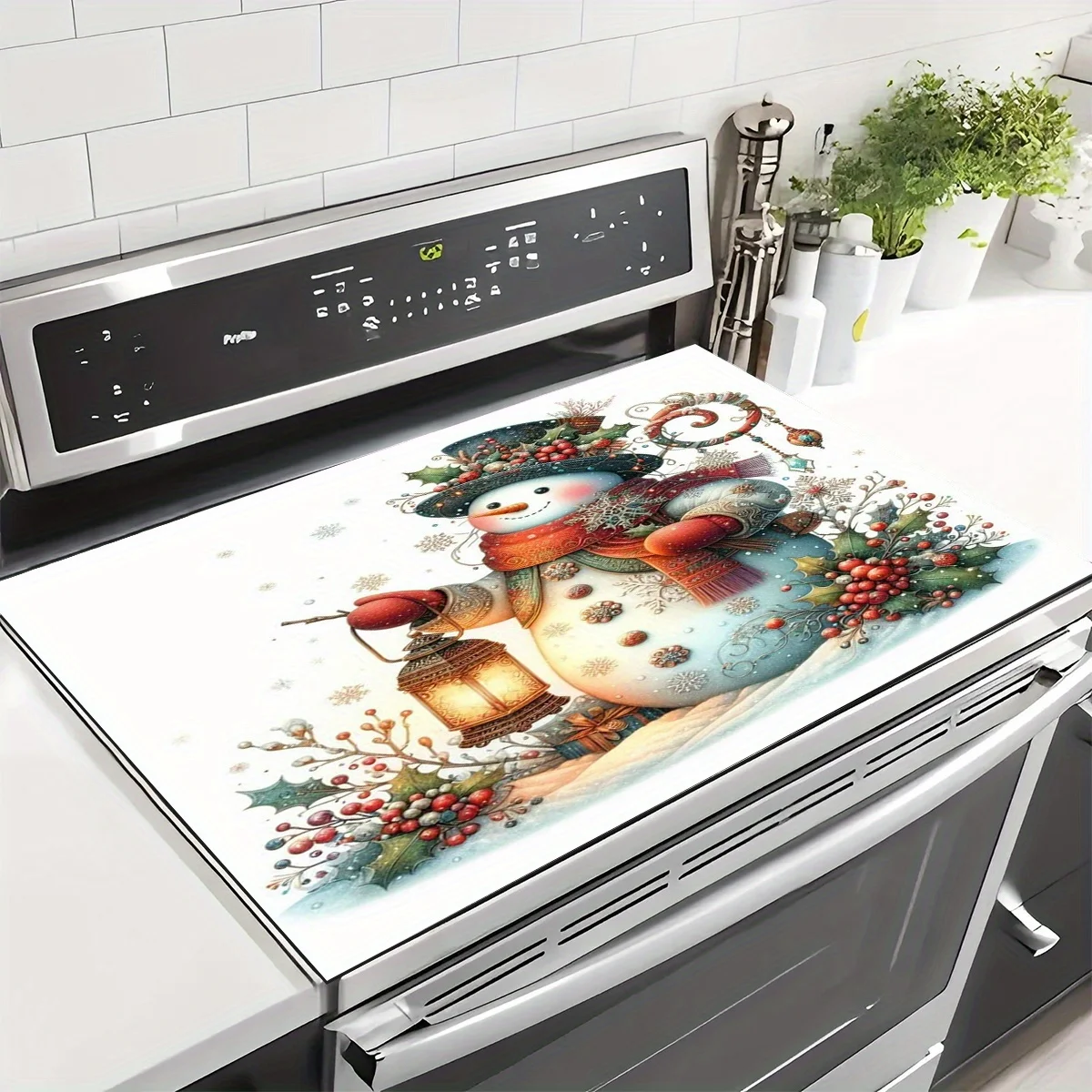 Watercolor Gingerbread Man Hot Cocoa Drying Mat Candy Cane Pine Branch Print Fast Absorbent  For Coffee Machine Kitchen Counter