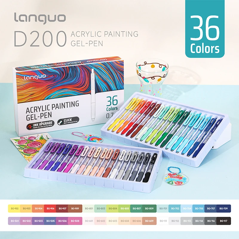 6/36/54/72/90 Kleur Acryl Schilderen Gel Pennen Set Intrekbare 0.7mm Tip Handboek Pen Voor Student Art schilderen Graffiti Schrijven