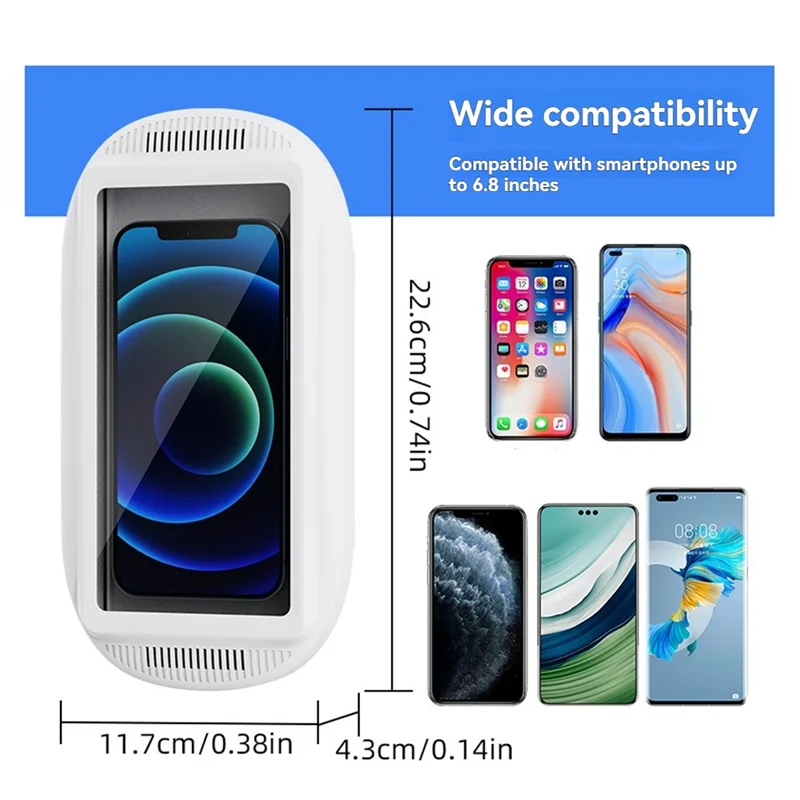 حامل هاتف دش مع مكبر صوت يدور 360 درجة، حامل هاتف جداري للاستحمام مقاوم للماء ومضاد للضباب لهاتف-AA80