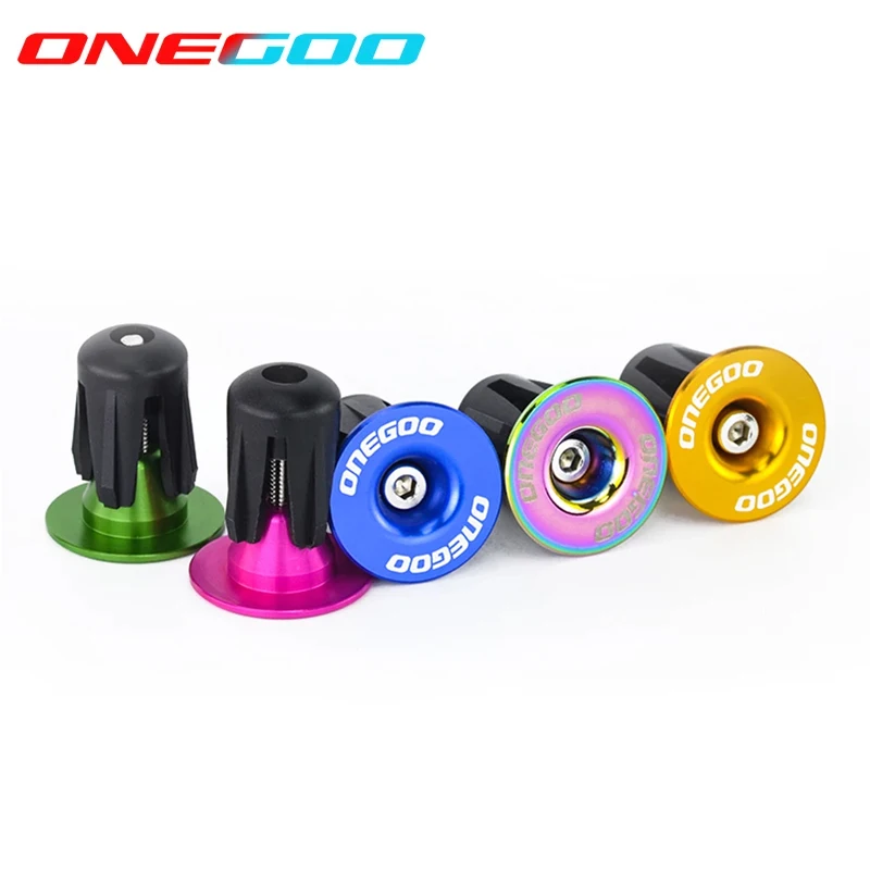 1 Pair ONEGOO Bike Grip Handle Bar End Cap Aluminium Alloy MTB Handlebar Grips Plugs Caps for Bicycle Handlebar Accessory