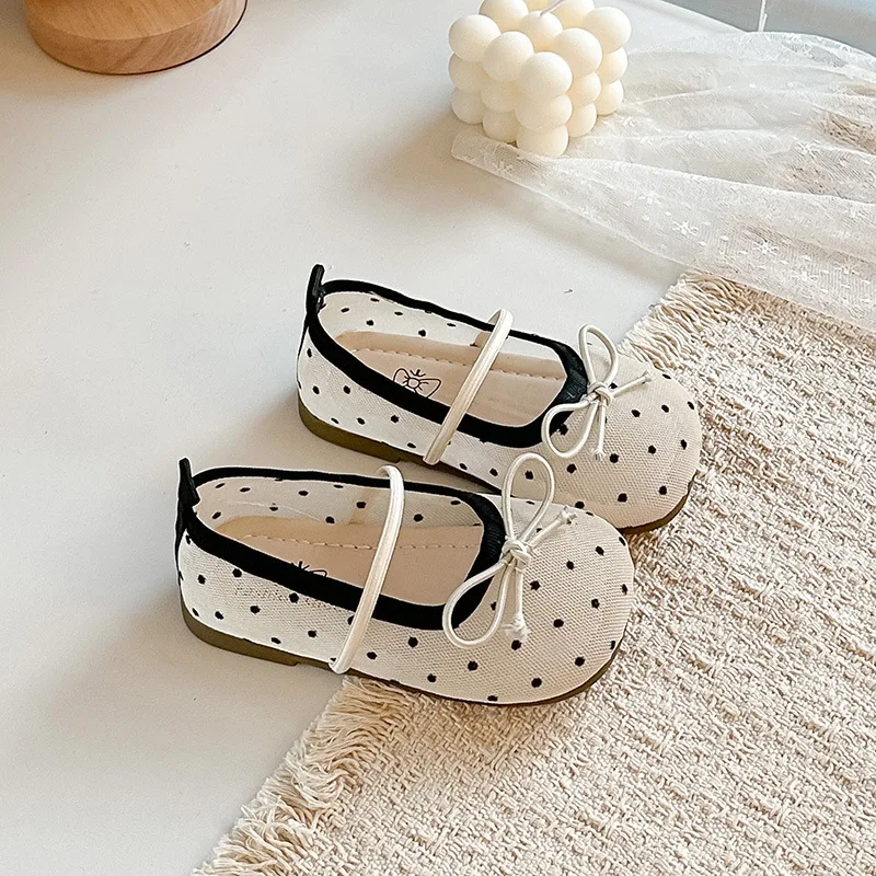 

Summer Shoes For Girls Soft Bottom Anti-slip Slip-On Breathable Kids'Casual Shoes Sandals Mesh Bow Printed